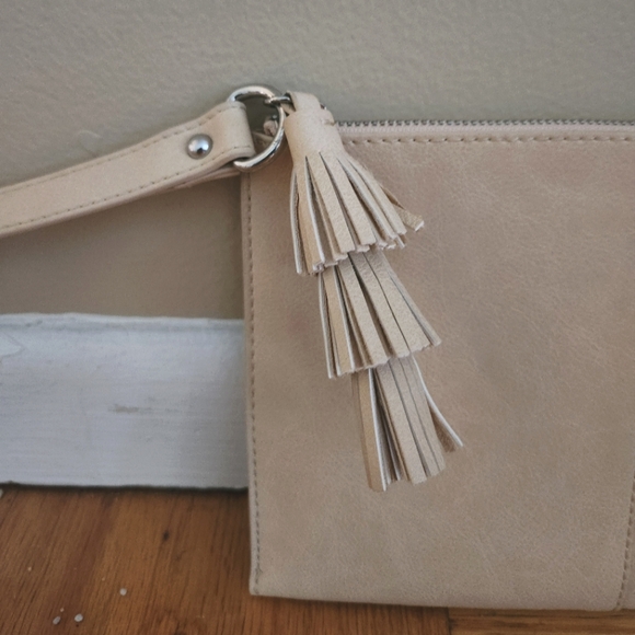 INC International Concepts Cream Clutch with Tassel Detail - Picture 3 of 5